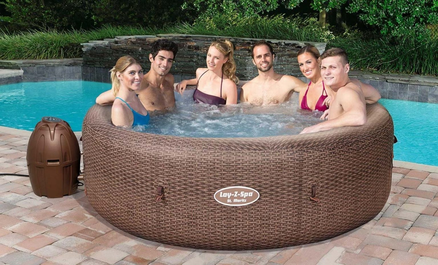 Lay-Z-Spa St Moritz Hot Tub, Airjet Inflatable Spa, 5-7 Person - Best